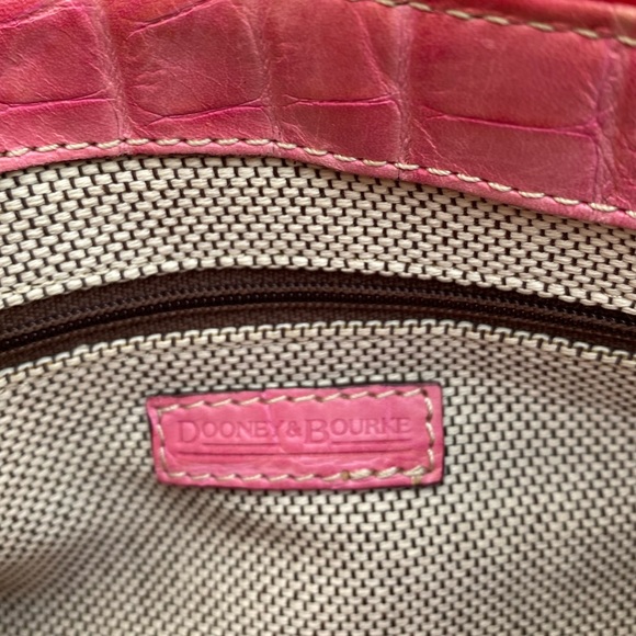 Dooney & Bourke Double Front Pocket Nile Collection Croc Embossed Pink Handbag - Picture 9 of 15